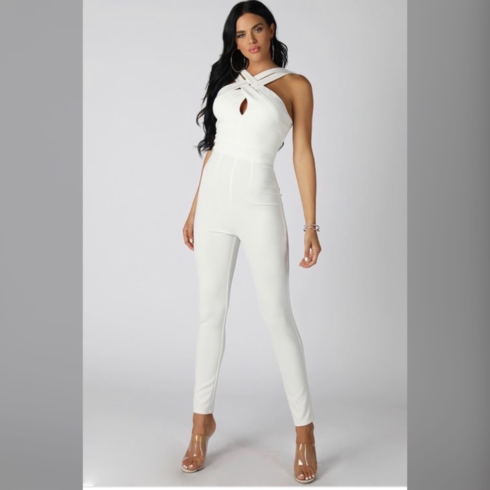 White Criss Cross Jumpsuit
